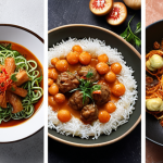 Here are three image prompts based on the provided text, summarizing different aspects of fusion cuisine: